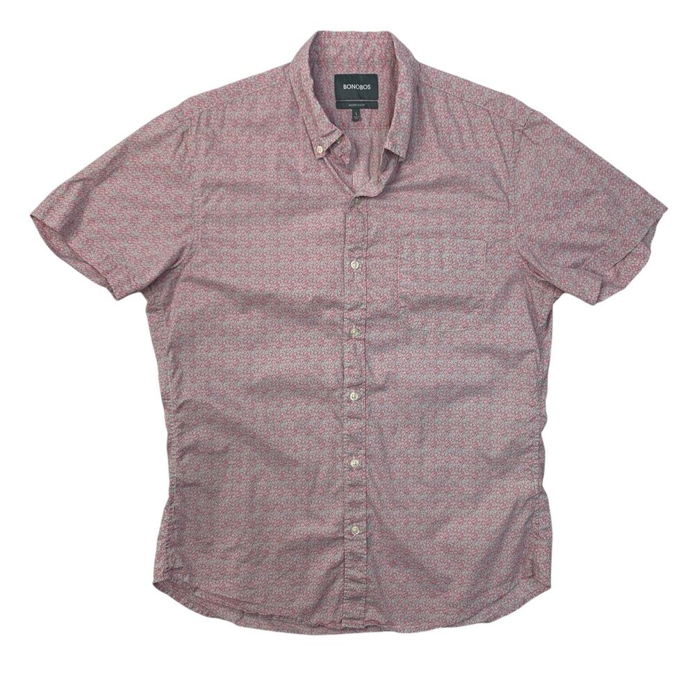 Bonobos Shirt Mens L Large Tailored SLIM Fit Pink Blue Floral Button Down Cotton